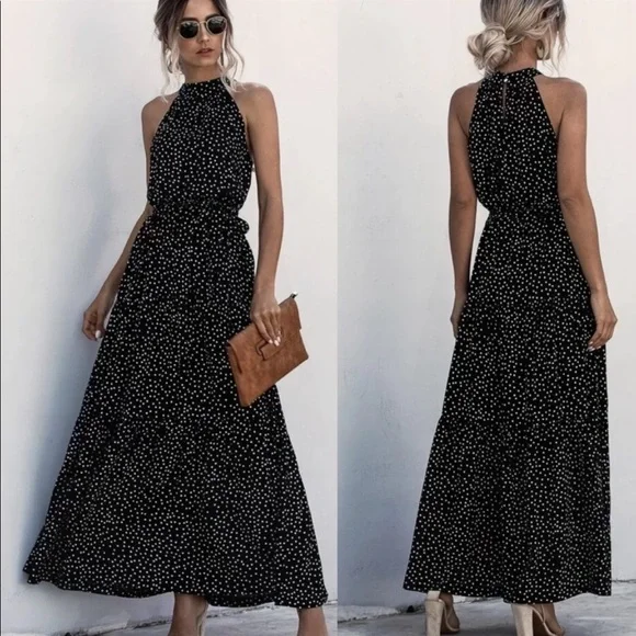 Boho gypsy dot halter maxi dress - Picture 2 of 4